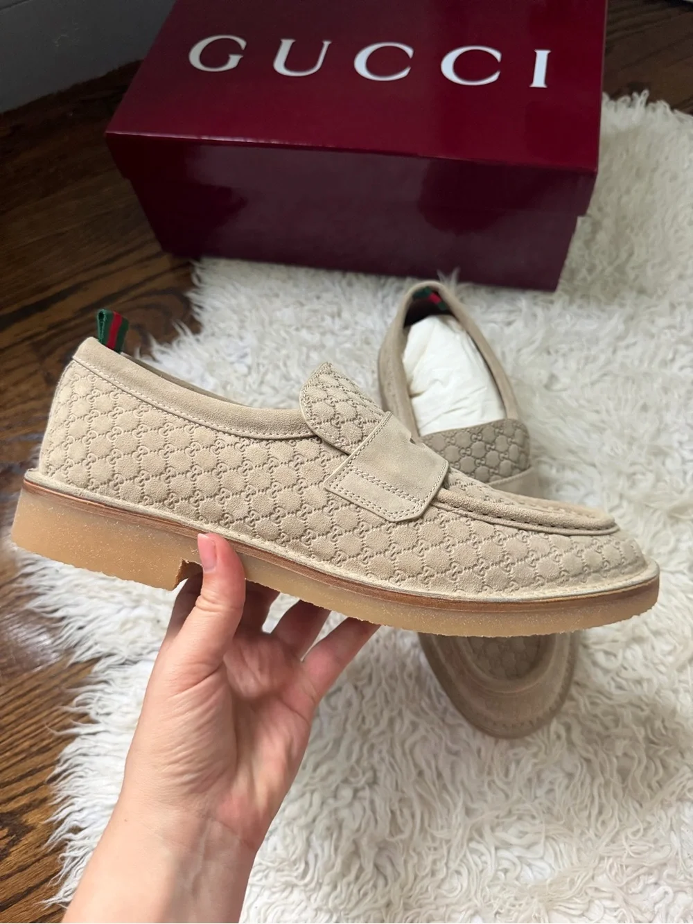 Gucci Web GG Suede Loafers